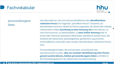 thumbnail of medium Data Science VL 15: Datenschutz (2025)